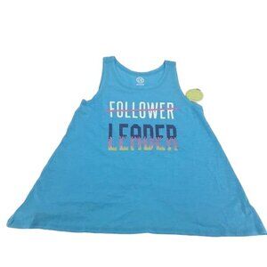 Crazy 8 Girls Baby Blue Active Tank Top w/ Print "Follower Leader", Size M (7-8)